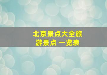 北京景点大全旅游景点 一览表